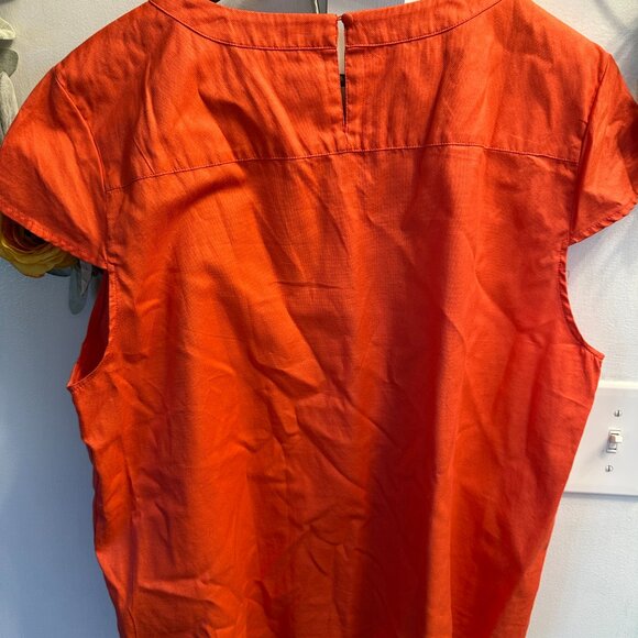 J. Crew Bright Orange Textured Cap-Sleeve Top Women’s XXL - Picture 2 of 4